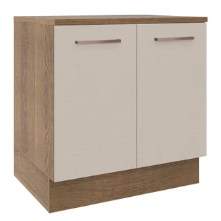 Balcão Armário de Cozinha 80 cm 2 Portas Rustic/Crema Agata Madesa em Oferta na Shopee