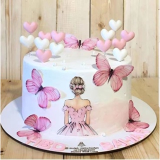 Bolo de flores decorativas quadrado bolo de aniversário decorativo borboleta  feliz aniversário bolo decorativo bolo de sobremesa decorativo