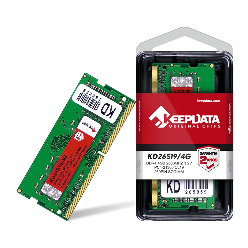 MEMÓRIA RAM NOTEBOOK DDR4 4GB 2666MHZ KEEPDATA KD26S19/4G - Escorrega o ...