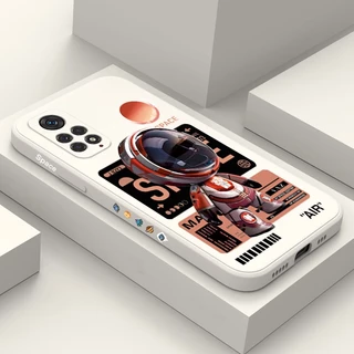 Capa De Silicone Macia Para Telefone Xiaomi Redmi Nota 11 12 Pro Plus 11S 10 Poco F5 X3 X4 X5 Desenho Animado Espaço Lua Astronauta Cover