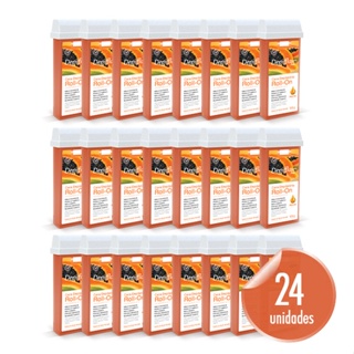 24 Ceras Refil Roll On Depilflax Mamão 100g
