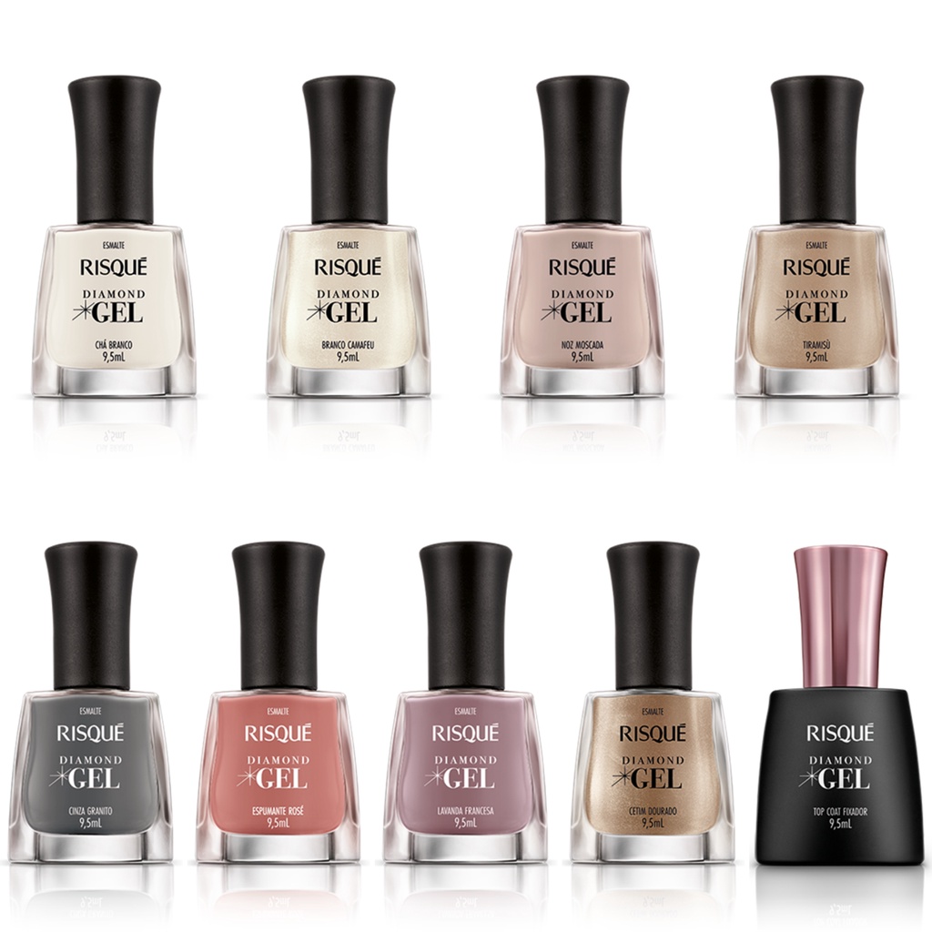 Kit Esmalte Diamond Gel Risque 8 Cores Diferentes + Top Coat | Shopee ...
