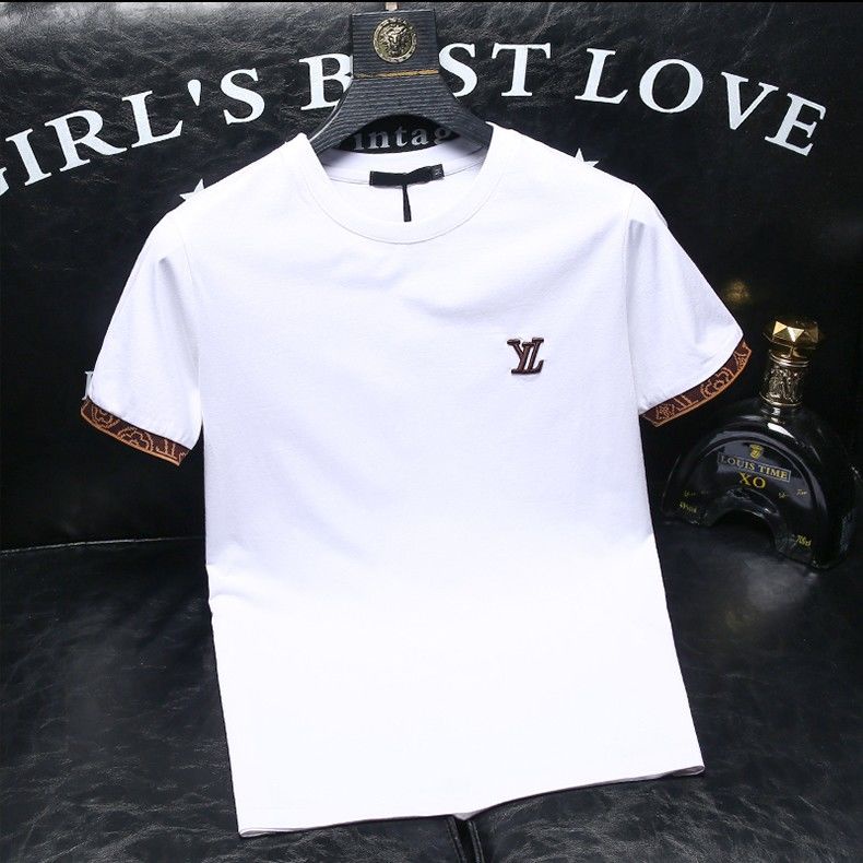 Camiseta Bordadada Homens Novo Estilo Trendy High-End Short-Sleeved Men