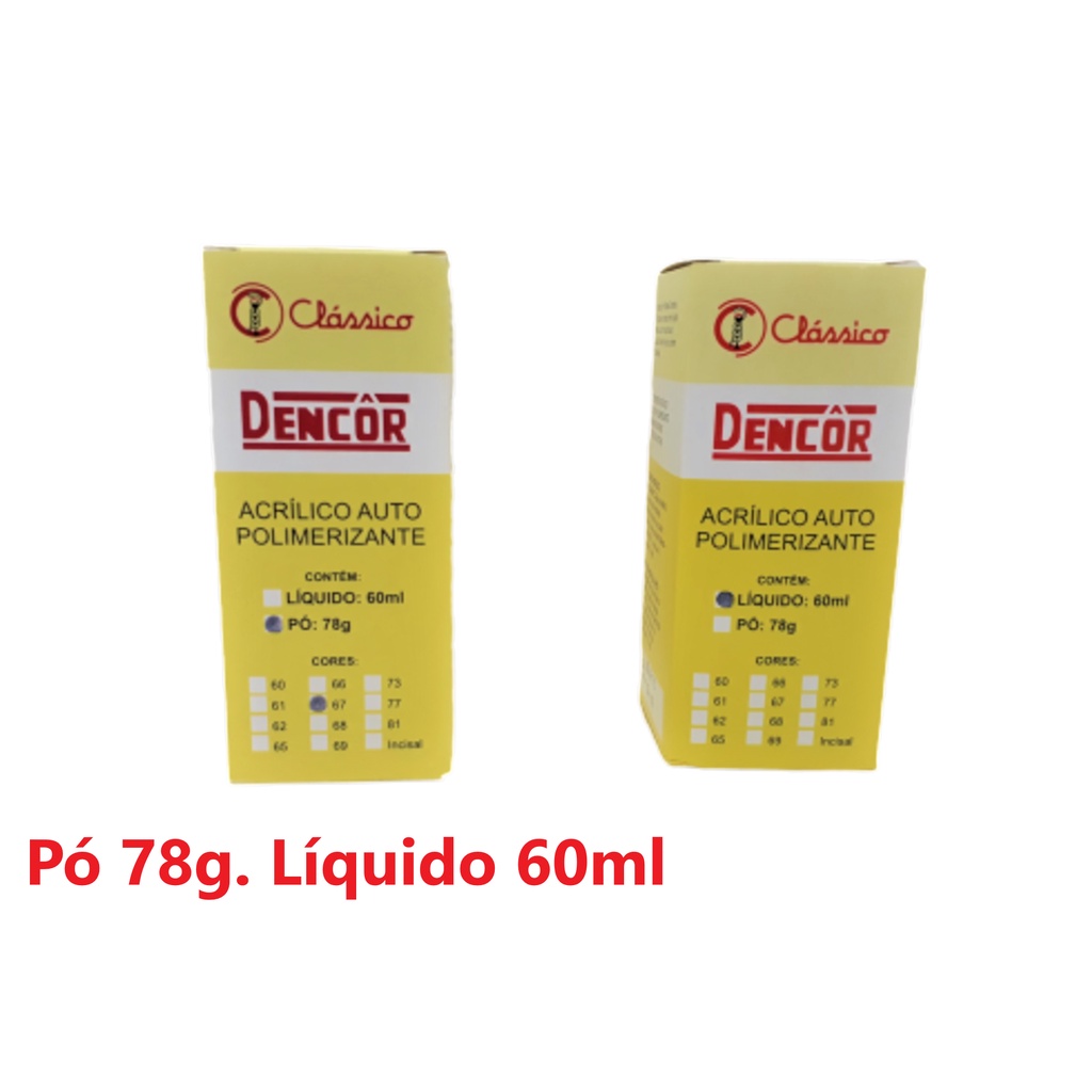 Resinas Dencôr Acrílica Autopolimerizável Pó 67 + Líquido | Shopee Brasil