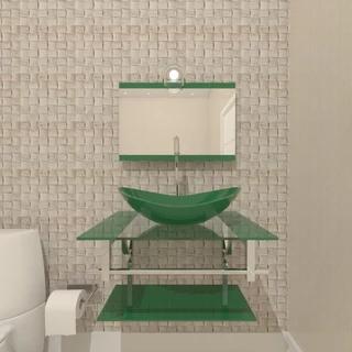 Gabinete de Vidro Banheiro 60cm Inox Verde