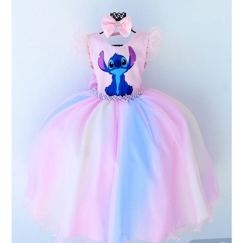 Vestido Infantil Stitch de Luxo com Tiara Shopee Brasil