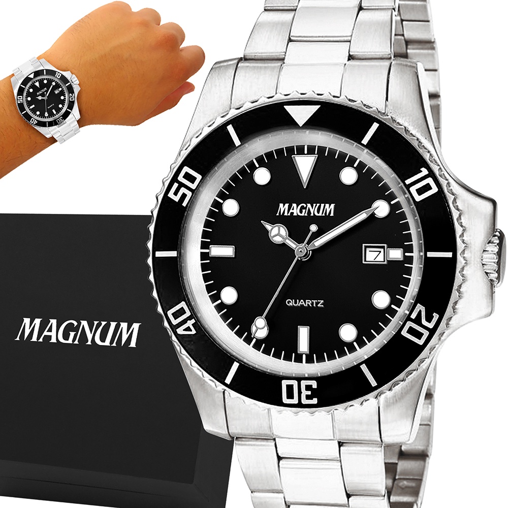 Relógio Masculino Magnum Analógico Ma33077t Prata