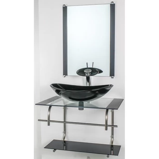 GABINETE DE VIDRO PARA BANHEIRO INOX 60CM CUBA OVAL PRETO