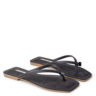 Rasteira Glitter Mini Sextavado Preto