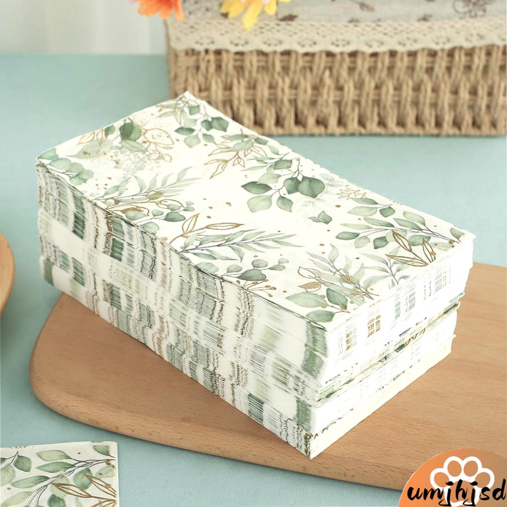 100 Pçs Folhas De Eucalipto Guardanapos De Papel Absorvente Guardanapo De Convidado Reutilizável Verdes Toalha De Mão SHOPSKC8295