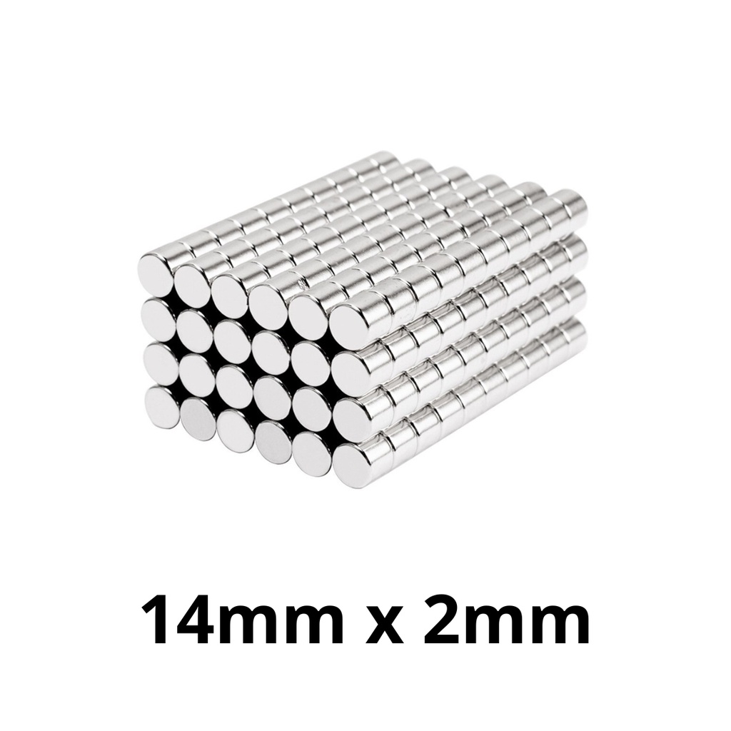 Kit 200 Peças Imã Neodímio Potente Disco Magnético N35 14x2 mm Pastilha ...