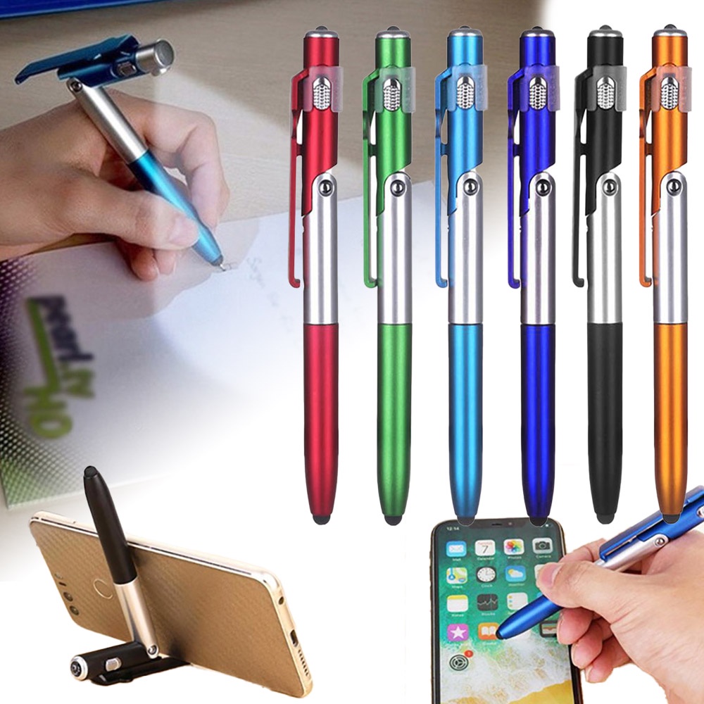 Caneta Esferográfica 4 Em 1 Multifuncional Dobrável Luz LED Suporte Para  Telefone Celular Escrita Estudante Material De Escritório Escolar