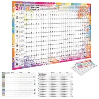 2024 Calendário Anual Diário Semanal Mensal Lista De Papelaria Home Office Suprimentos Escolares