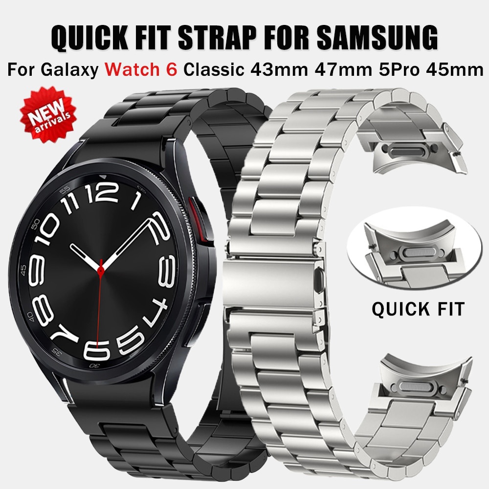 Pulseira Metálica De Instalação Rápida Em Aço Inoxidável Adequada Para Relógio Samsung Galaxy 6 Classic 47mm 43mm Watch 6/5/4 46mm 42mm