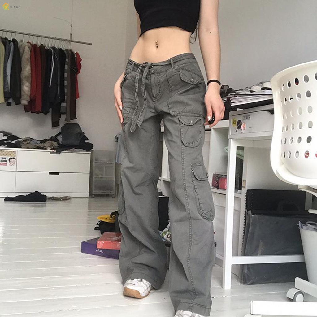 Calça De Rua Feminina Com Cintura De Algodão Respirável Drawstring Waistband