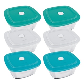 Conjunto de Pote de vidro Marinex Facilita com Tampa Plástica Colorida 2 Litros - Embalagem com 6 Unidades