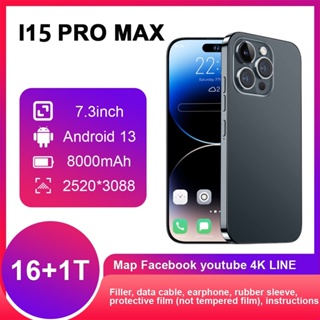 2023 i15 Pro Max 7800mAh 7.3 Polegadas HD 16 1TB Versão Global De Tela Cheia Desbloqueada Novos Telefones Celulares 5G Desbloqueio Facial-GoodLuckGift