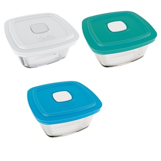 Conjunto de Pote de Vidro Marinex Facilita com Tampa Plástica Colorida 500ml - Embalagem com 12 Unidades