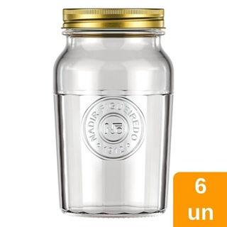 Pote Americano Vintage com Tampa Médio 1L Embalagem com 6 Unidades