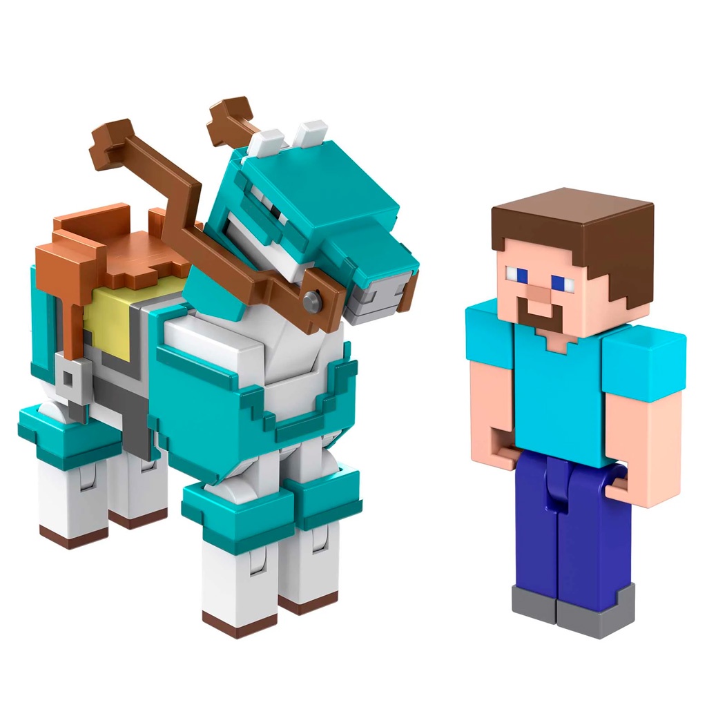Boneco Minecraft Steve e Cavalo Armadura - Mattel | Shopee Brasil