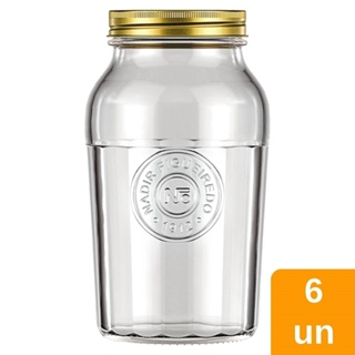 Pote Americano Vintage com Tampa Grande 1,5L Embalagem com 6 Unidades