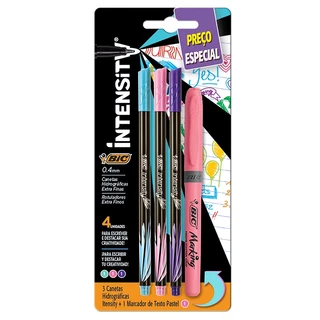 Kit escrita Intensity marca texto Rosa com 4 itens 971237 Bic em Oferta na Shopee