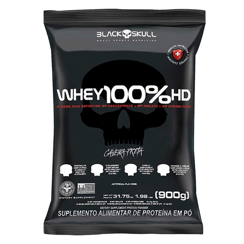 Whey 100% Hd Refil Black Skull - 900g (wpc, Wpi E Wph)