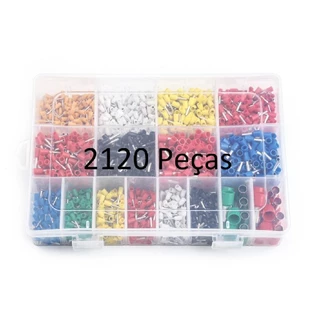 KIT COM 2120 PÇS TERMINAL TUBULAR ILHÓS E CAIXA ORGANIZADORA