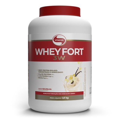 Whey fort 3W 1,8kg Zero Açucar Vitafor