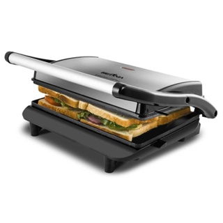 Sanduicheira Grill Britânia Press BGR27I, Chapas com revestimento antiaderente, 850W, Inox