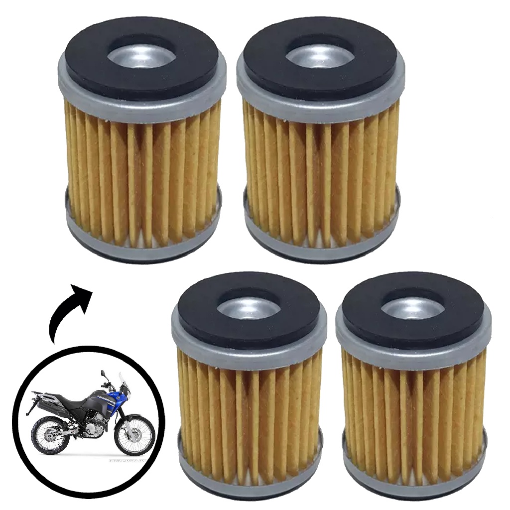 Kit 04 Filtro Óleo Fazer 250 2018 Até 2022 Lander 250 2007 Até 2022 Tenere 250 2011 Até 2018