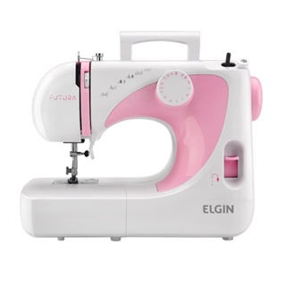 Máquina de Costura Elgin JX2040 Futura Portátil 10 Pontos Branco/Rosa