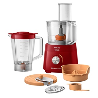 Multiprocessador Philips Walita RI7302 PowerChop 750 Plus, 6 acessórios, 2 Velocidades + Pulsar, 750W, Vermelho