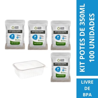 Pote Descartavel 100un 350ml Empilhavel BPA Free C/ Vedacao Marmita Fitness Freezer Microondas