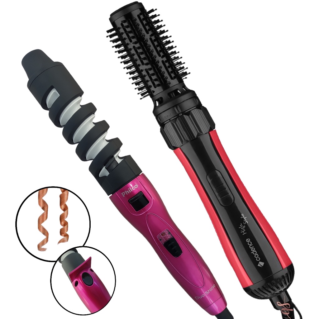 ESCOVA ROTATIVA SECA E ALISA 1000W E MODELADOR 20MM E 30MM | Shopee Brasil