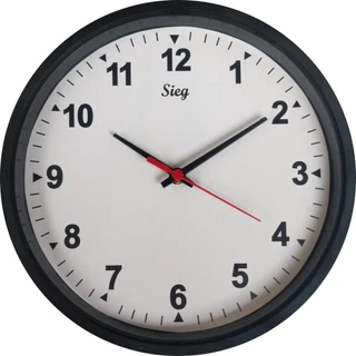 RELOGIO DE PAREDE NRS PRETO FUNDO BRANCO 28CM SIEG - PT