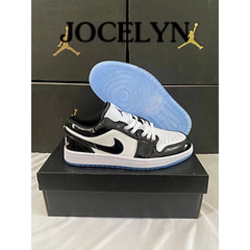 2023jod 1 Sapatos de basquete retro de alívio de choque panda de couro de laca única de baixo