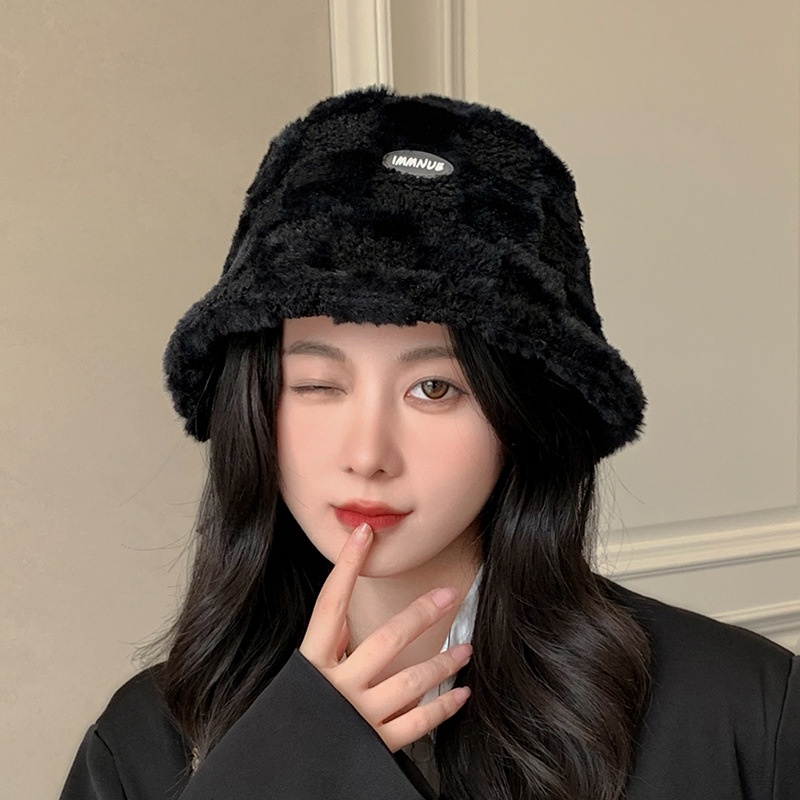 Chapéu De Cordeiro Macio De Pelúcia Com Aba Larga Para Mulheres