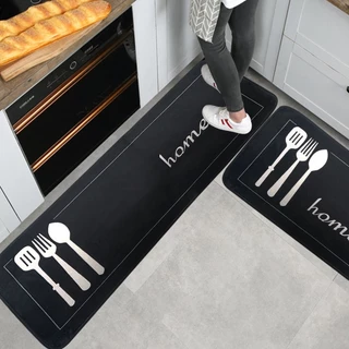 100% poliéster engrossado Tapetes para Cozinha Utensílios Antiderrapante kitchen preto