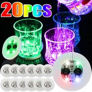 5/10/20PCS Adesivos LED Luminosos Para Bases De Copos Copo