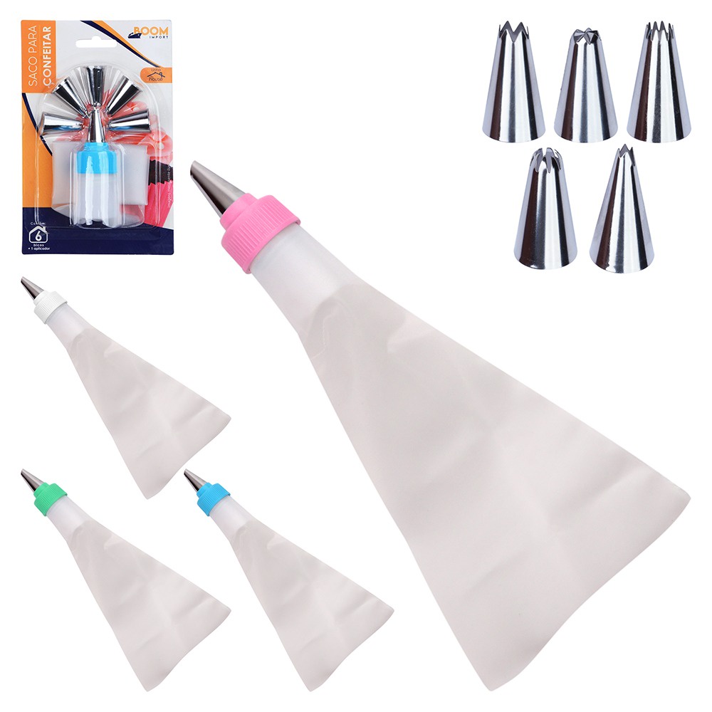 Saco pra confeitar silicone e 6 Bicos | Shopee Brasil
