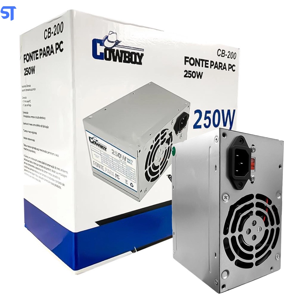 Fonte de Alimentação ATX Para PC 250W Real CB-200 - Cowboy