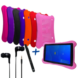 Capa infantil emborrachada p/ Tablet 9 polegadas + Fone + caneta touch