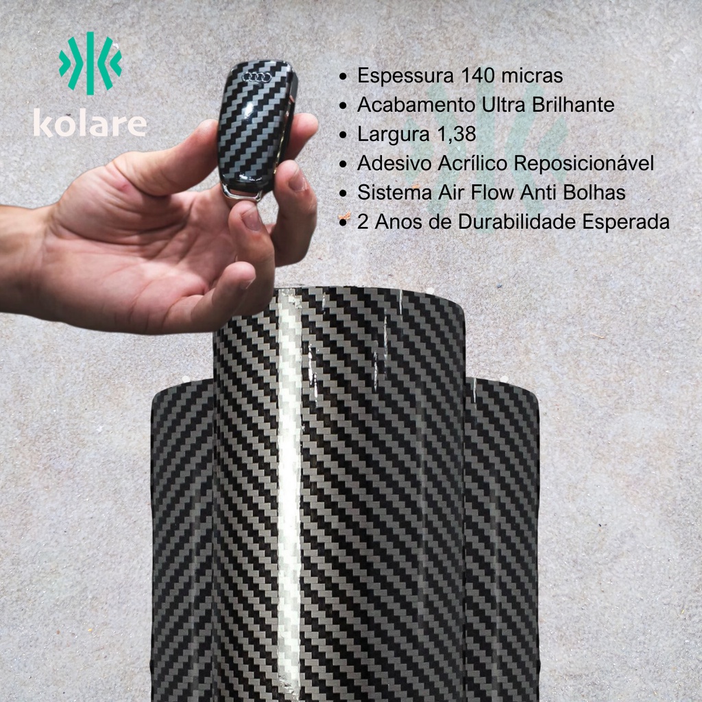 Adesivo para envelopamento Fibra Carbono 5D 1,38mt X 20cm