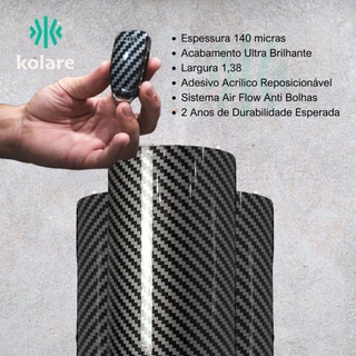 Adesivo para envelopamento Fibra Carbono 5D 1,38mt X 20cm