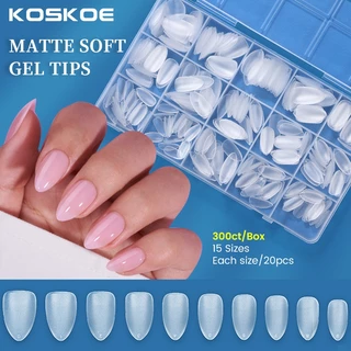 300pcs/Box Prego Falso Matte Dicas De Gel Macio Em Pregos Falsos Unhas Falsas Capa Completa Ferramentas De Arte De Curtas