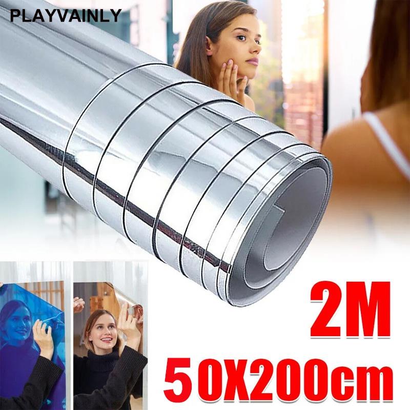 Espelho Adesivo 50x200cm Quadrado Acrílico Autoadesivo Para Parede Do Banheiro	