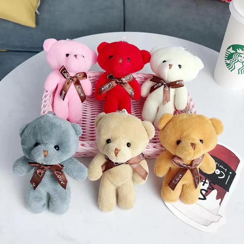 kawaii Teddy Bear Plush Toy Chaveiro Porta-Chaves Pingente Doll Gift Girlfriend Kids