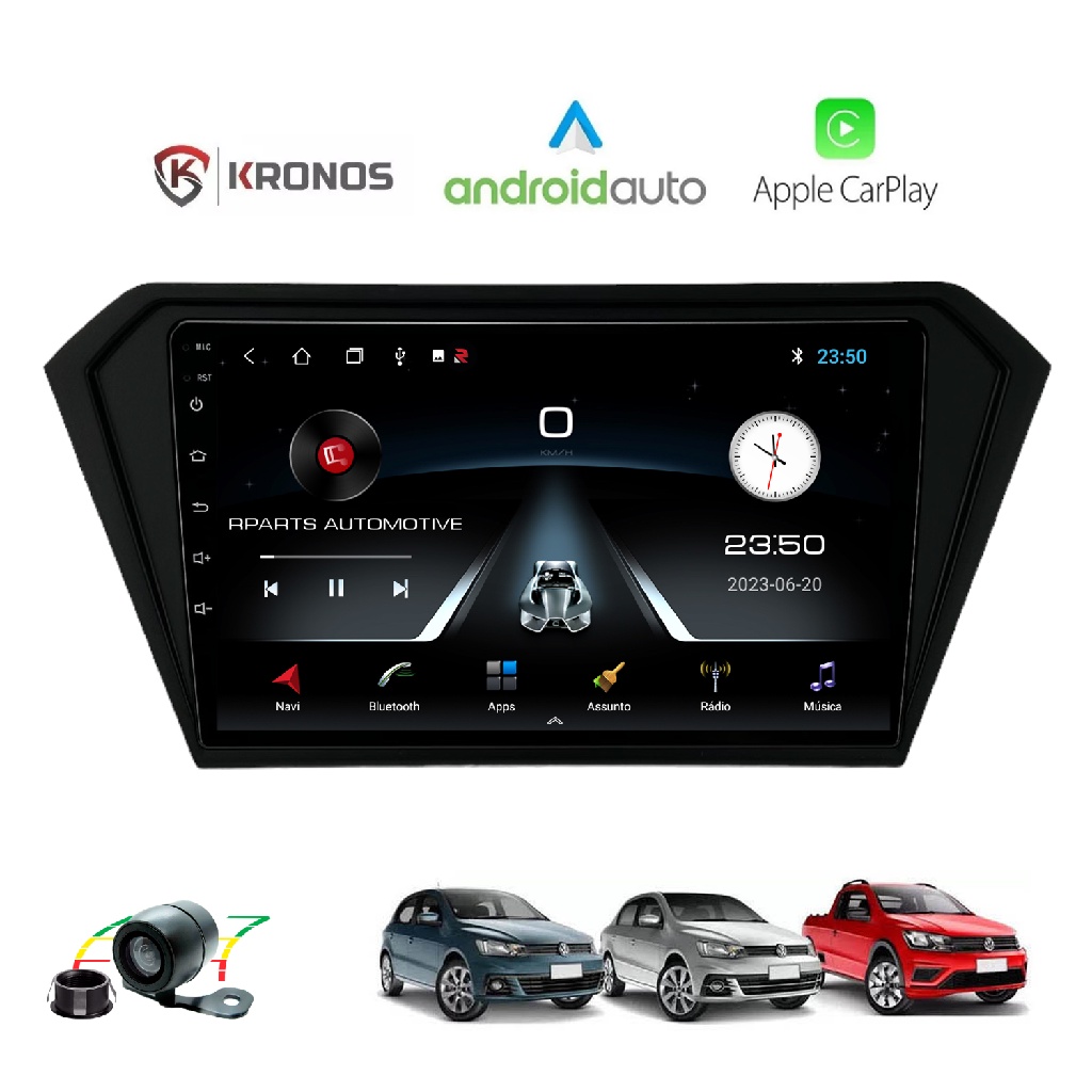 Kit Central Multimidia Kronos 9 Polegadas Android VW Gol Saveiro Voyage ...