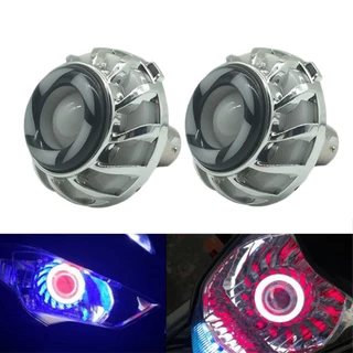 [Frete grátis para 2pcs ��} Carro Motocicleta LED Angel Eyes Farol Lente Alta/Baixa Feixe Mini Projetor Demônio Olhos DRL Lâmpada de Freio Mile Farol com Blue Angel Eye